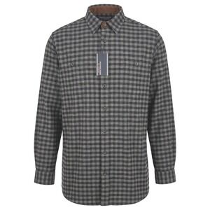 NEW Roundtree & Yorke Mens 2XB Flannel Shirt Gray Black Check Cotton Big Man